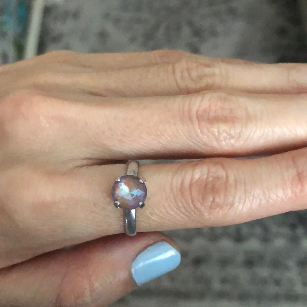 Purple Gray Griege Crystal Ring